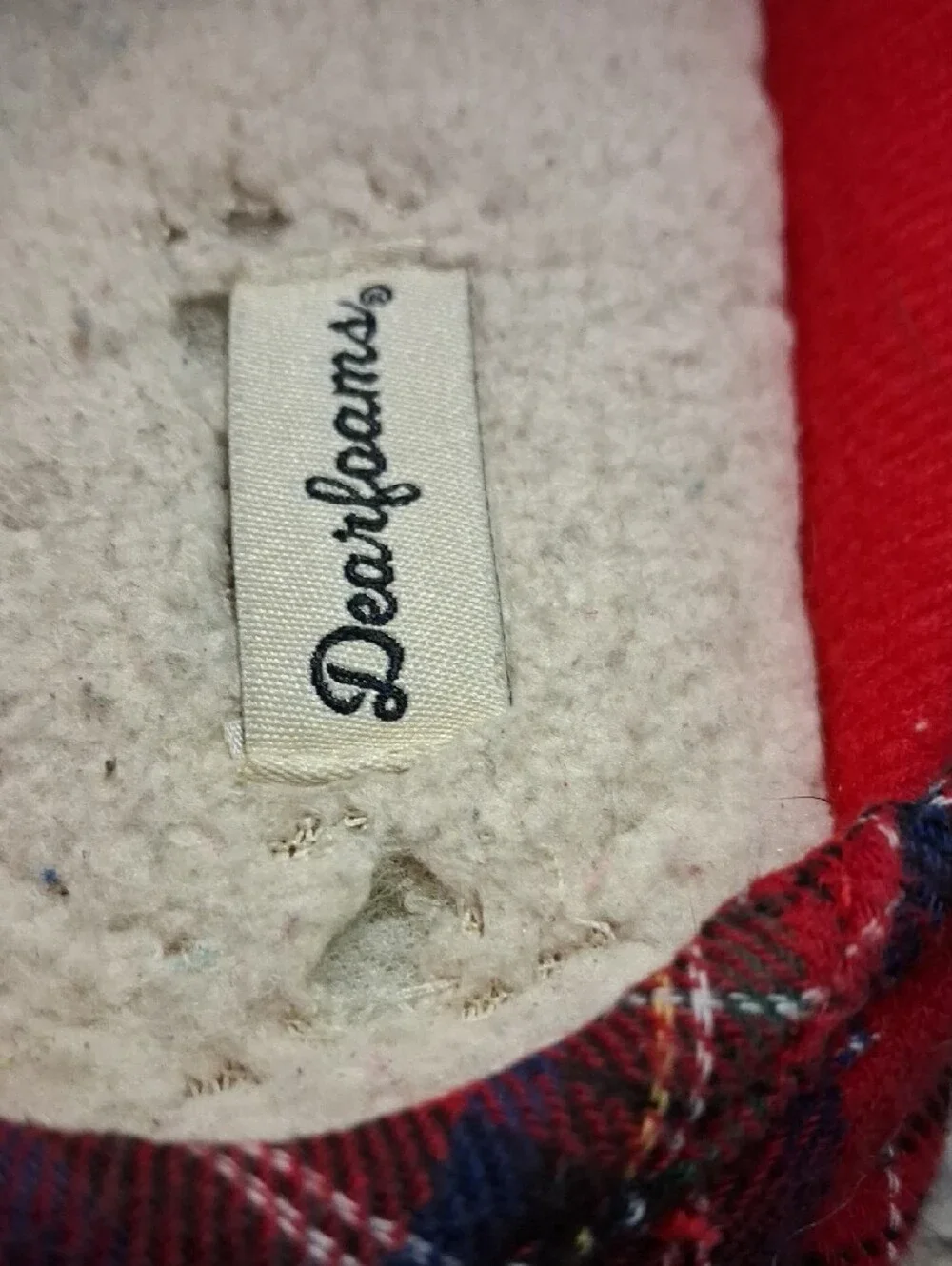 Dearfoams Red Plaid 'Lil Bear' Cozy Slip-On Slippers